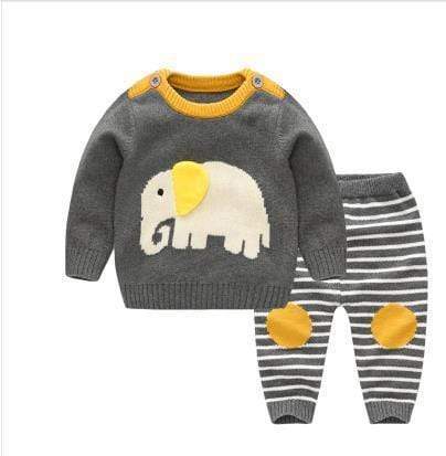 Boy's Clothing Gray / 24M Cartoon Elephant Sweater Set