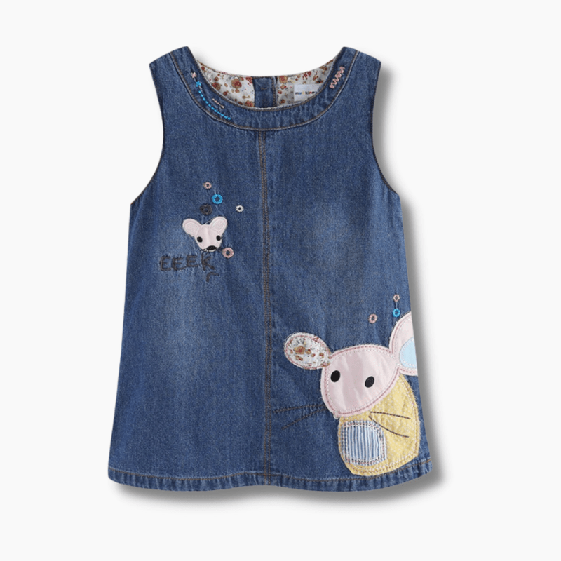 Girl&#39;s Clothing Cartoon Mouse Denim Dress