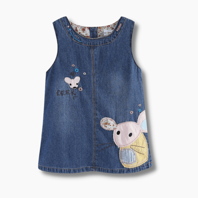 Girl's Clothing Cartoon Mouse Denim Dress