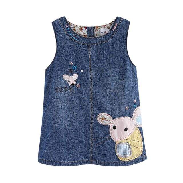 Cartoon Mouse Sleeveless Denim Dress