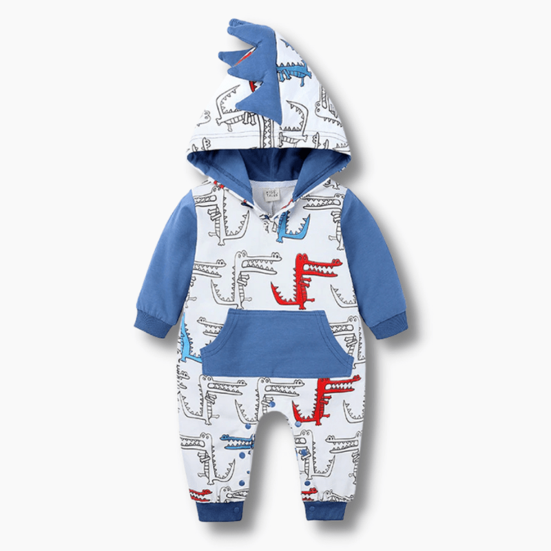 Baby & Toddler Cartoon Print Spikes Hooded Jumpsuit