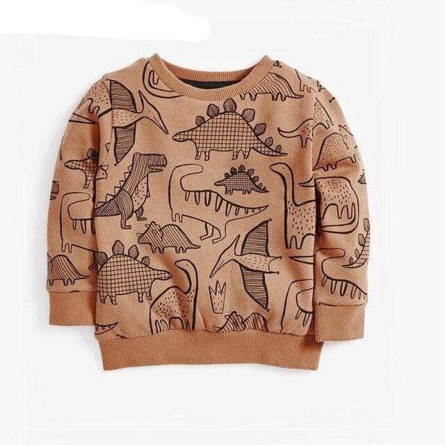 Boy's Clothing Brown Dinos / 3T Cartoon Print Sweatshirts