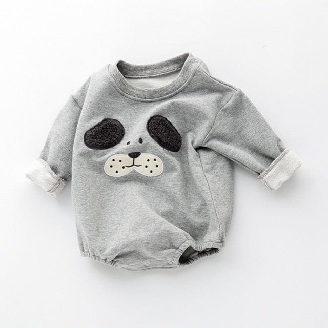 Gray Romper / 6M Cartoon Puppy Baby Romper