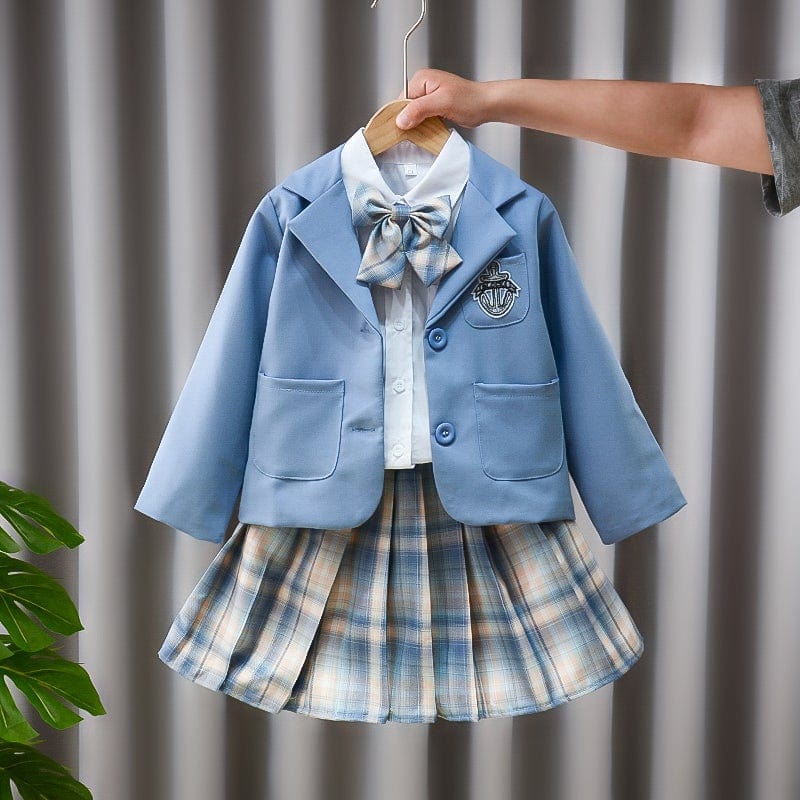 Casual Blazer + Pleated Skirt + White Shirts