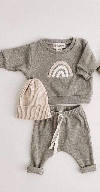 Dark Grey / 12M  80CM Casual Tops + Child Loose Trousers