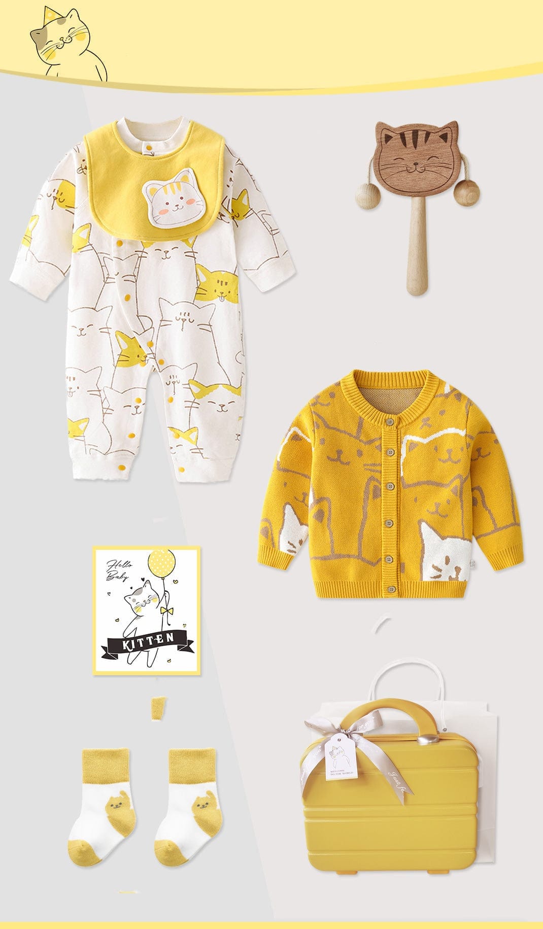 Cat theme baby gift set