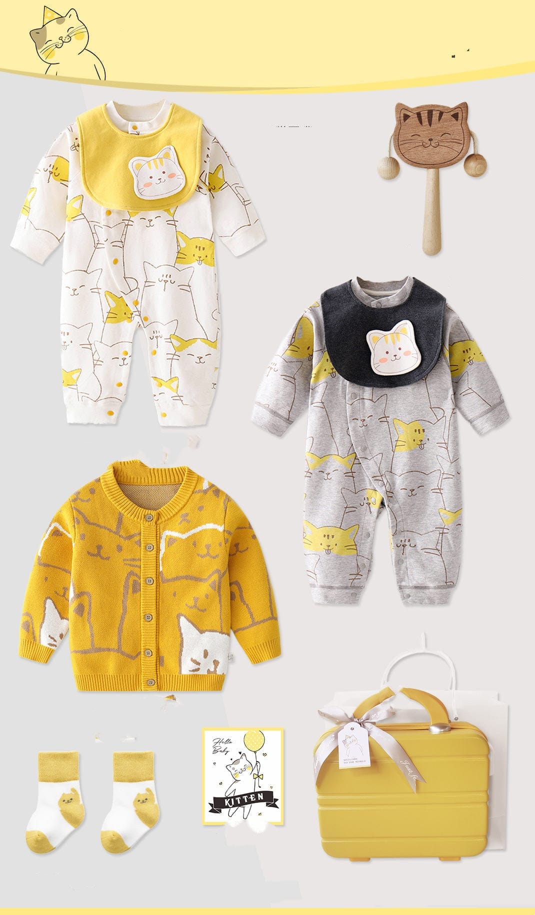 Cat theme baby gift set