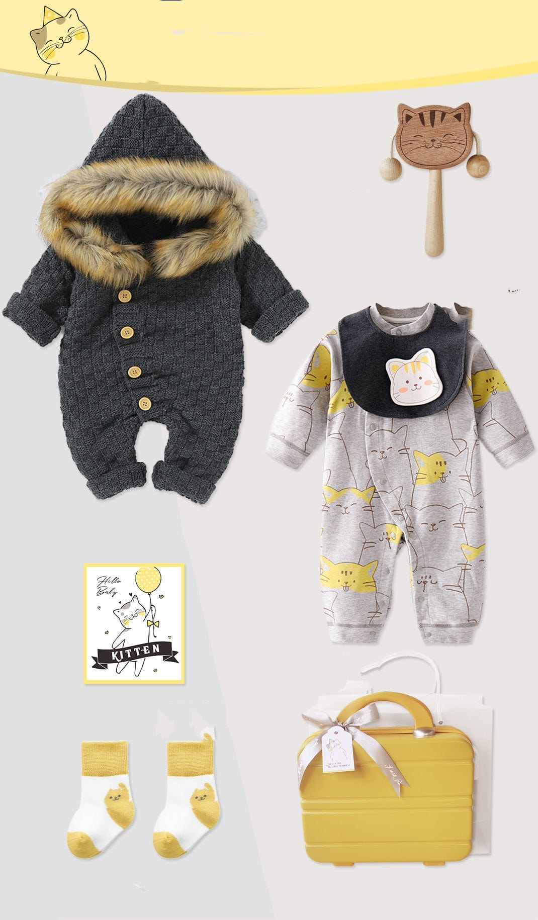 Cat theme baby gift set