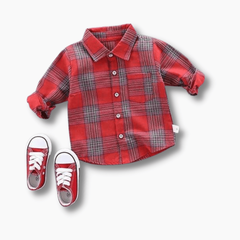 Boy's Clothing Checked Long Sleeve Shirts