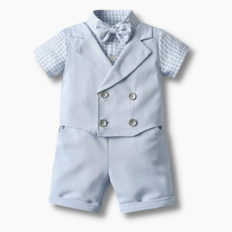 Boy's Clothing Checked Shirt and Short Pants Outfit