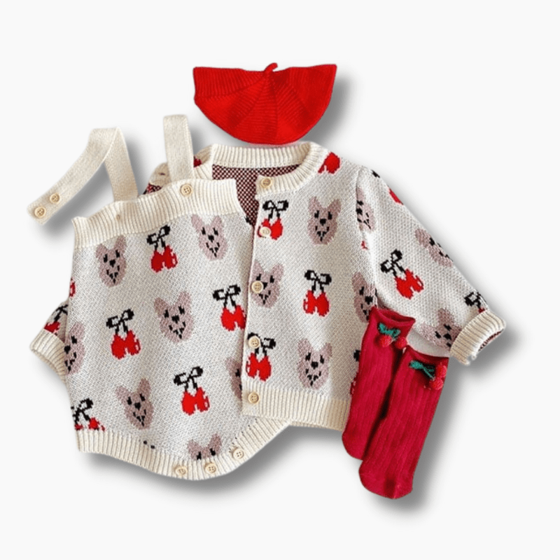 Girl's Clothing Cherry Bear Baby Cardigan Bodysuit