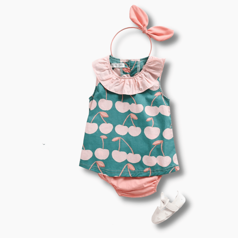Girl's Clothing Cherry Print Summer Outfit