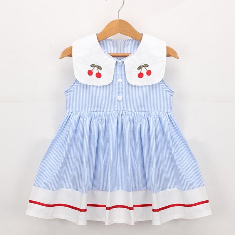 Girl's Clothing Cherry Turn-down Collar Dress