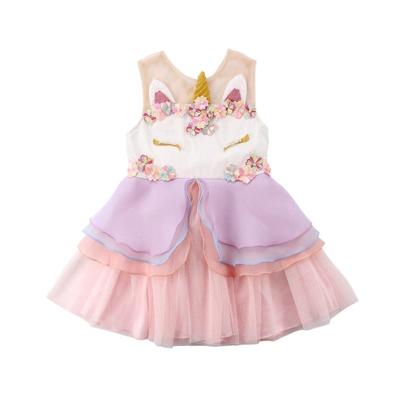 Pink / 2T Chiffon Unicorn Kids