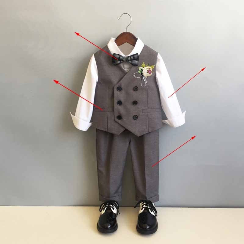 gray 3pcs / 12M Children Formal Plaid