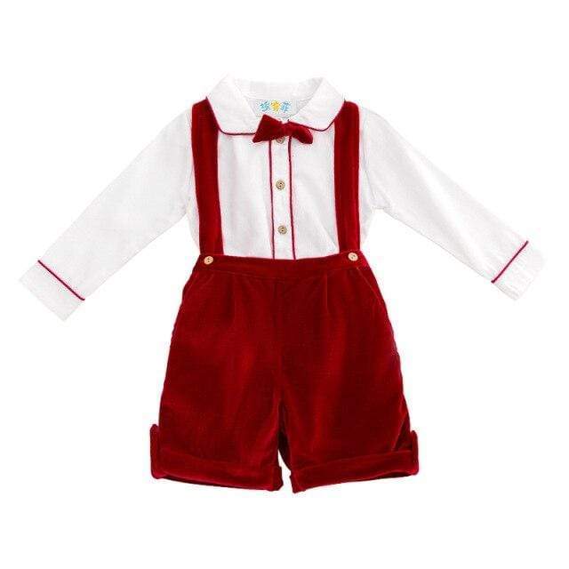 Baby boy red hot sale shorts with suspenders