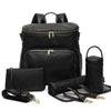 Black PU Leather Baby Nappy Diaper Bag