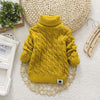 Yellow / 4T IENENS Kids Girl Sweater Tricots Turtleneck Pullover Baby Winter Tops Solid Color Sweaters Autumn Boy Girl Warm Sweater Pull