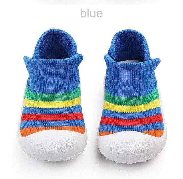 Blue / Size 19 / China Fashion Infant Kids Baby Boy Girl Soft Sole Crib Shoes Sneaker Rainbow Anti-Slip Breathable Casual Sport Shoe Booties for Babie