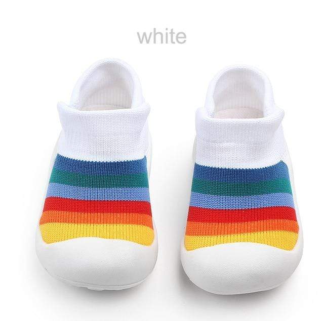 White / Size 16 / China Fashion Infant Kids Baby Boy Girl Soft Sole Crib Shoes Sneaker Rainbow Anti-Slip Breathable Casual Sport Shoe Booties for Babie