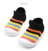 Black / Size 19 / China Fashion Infant Kids Baby Boy Girl Soft Sole Crib Shoes Sneaker Rainbow Anti-Slip Breathable Casual Sport Shoe Booties for Babie