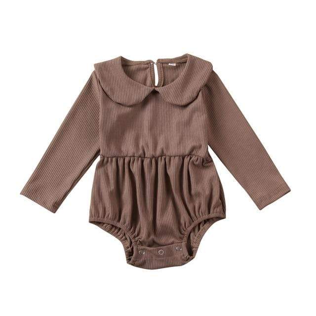 Brown / 6M Cotton Knitted Romper