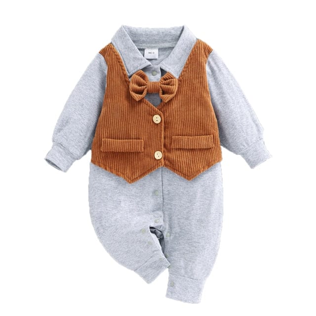 BROWN / 3-6M / China Cotton Romper Newborn