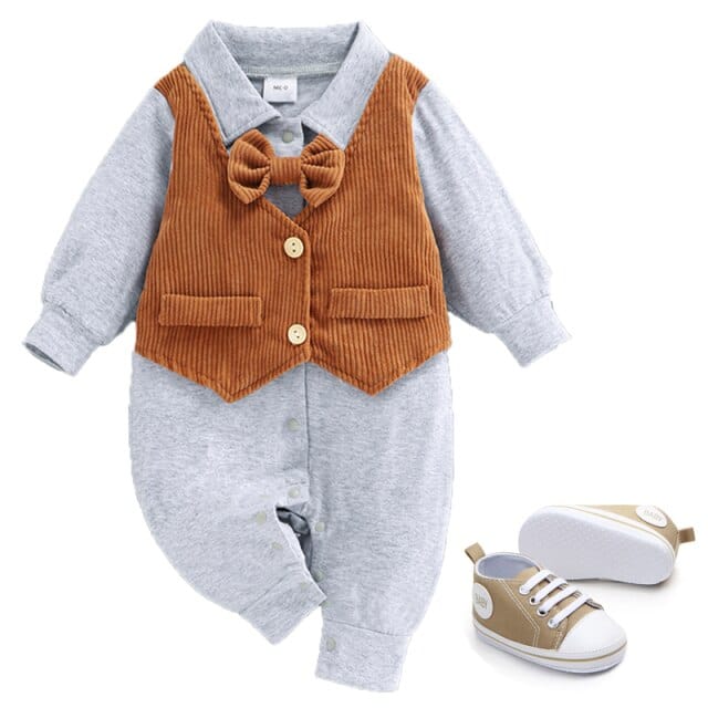 brown with shoes / 0-3M / China Cotton Romper Newborn