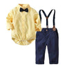 Boy&#39;s Clothing A / 9M Cotton Yellow Tie Shirts+Overalls 2PCS