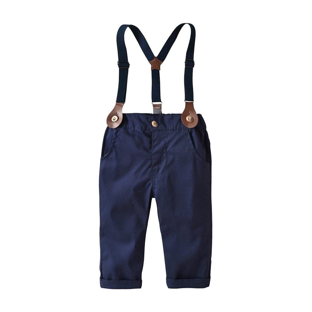 Boy's Clothing Cotton Yellow Tie Shirts+Overalls 2PCS