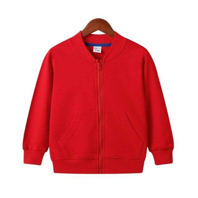 Boy's Clothing Red / 8T Cotton Zipper Solid Jacket