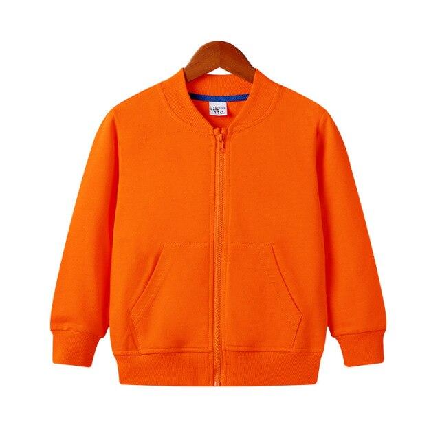 Boy's Clothing Orange / 4T Cotton Zipper Solid Jacket