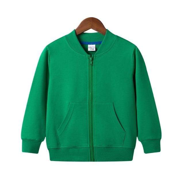 Boy's Clothing Green / 9T Cotton Zipper Solid Jacket