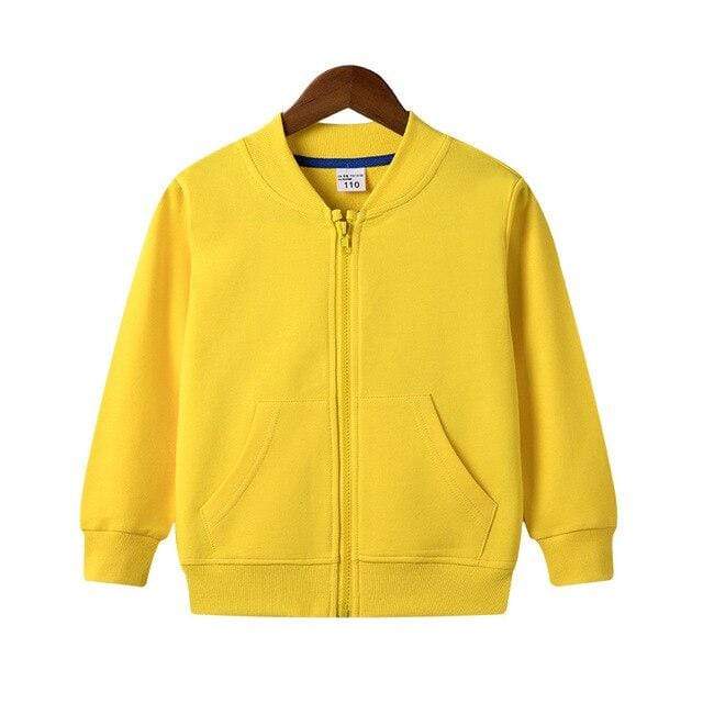 Boy's Clothing Yellow / 3T Cotton Zipper Solid Jacket