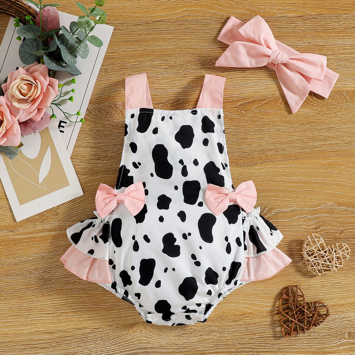 6M Cow print baby romper