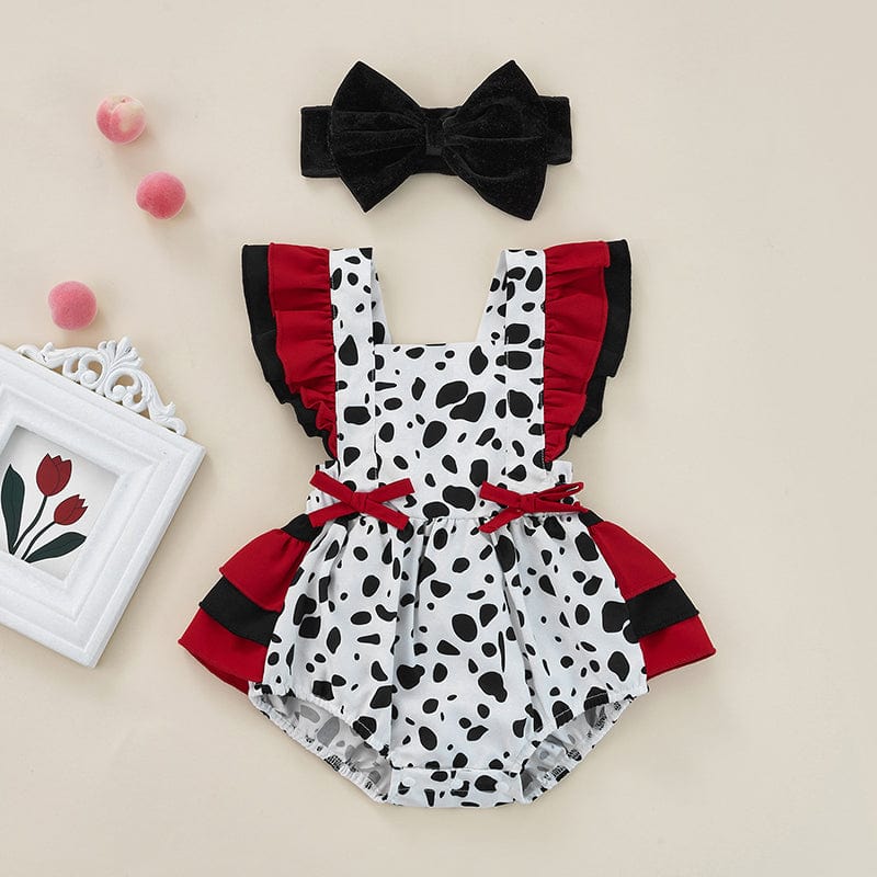 Baby & Toddler 3M Cow Print Baby Romper with Headband