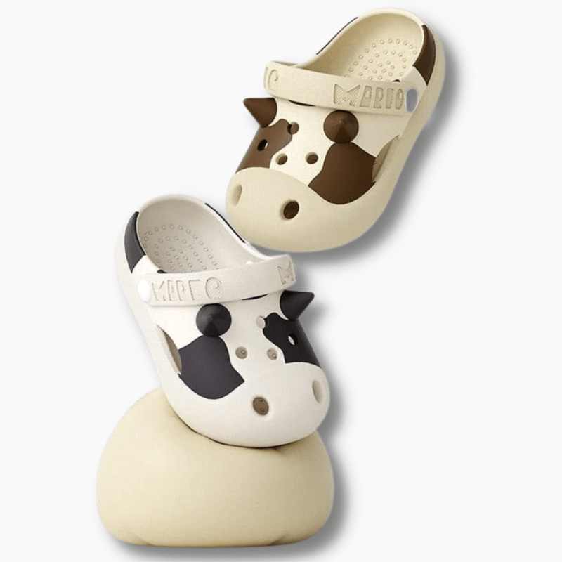 Cow Print Kids Clogs