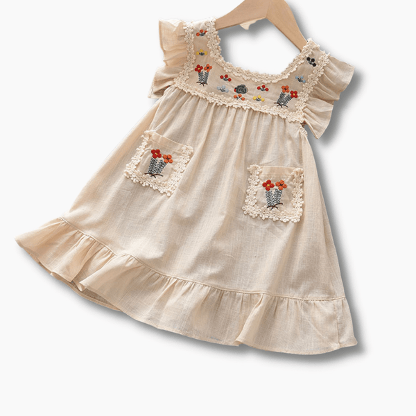 Creamy Floral Embroidered Dress, Creamy / 3T Creamy Floral Embroidered Dress, Creamy / 3T