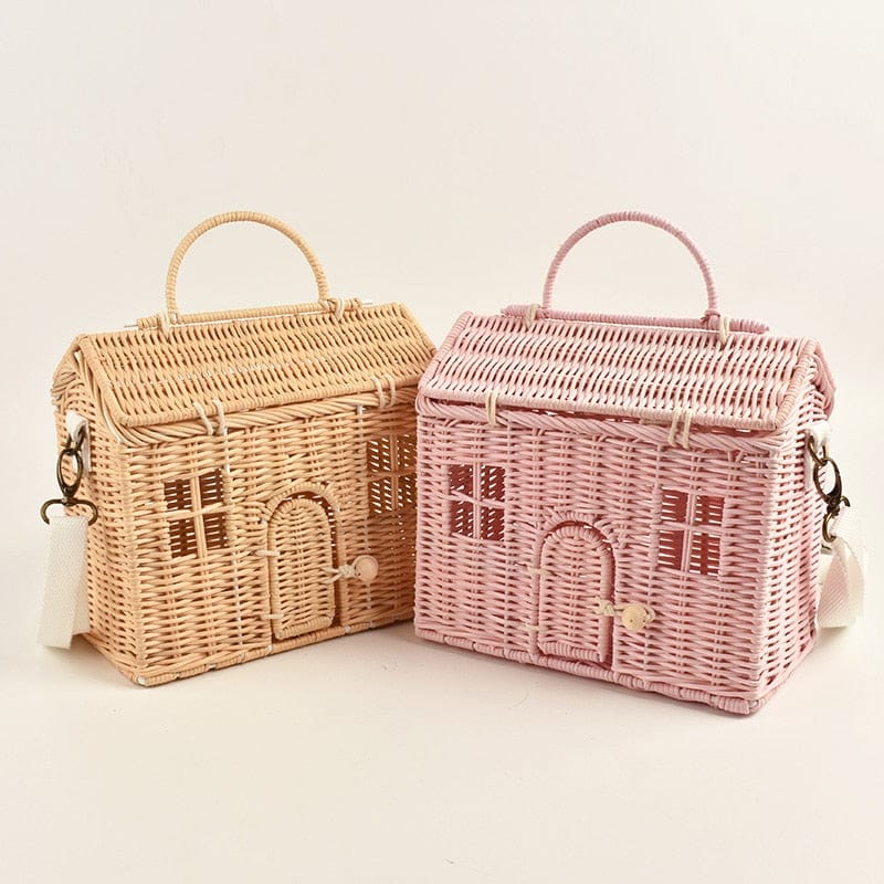 Creative House Shape Rattan Handbags