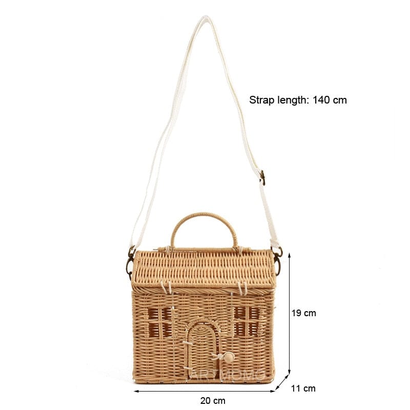 Creative House Shape Rattan Handbags