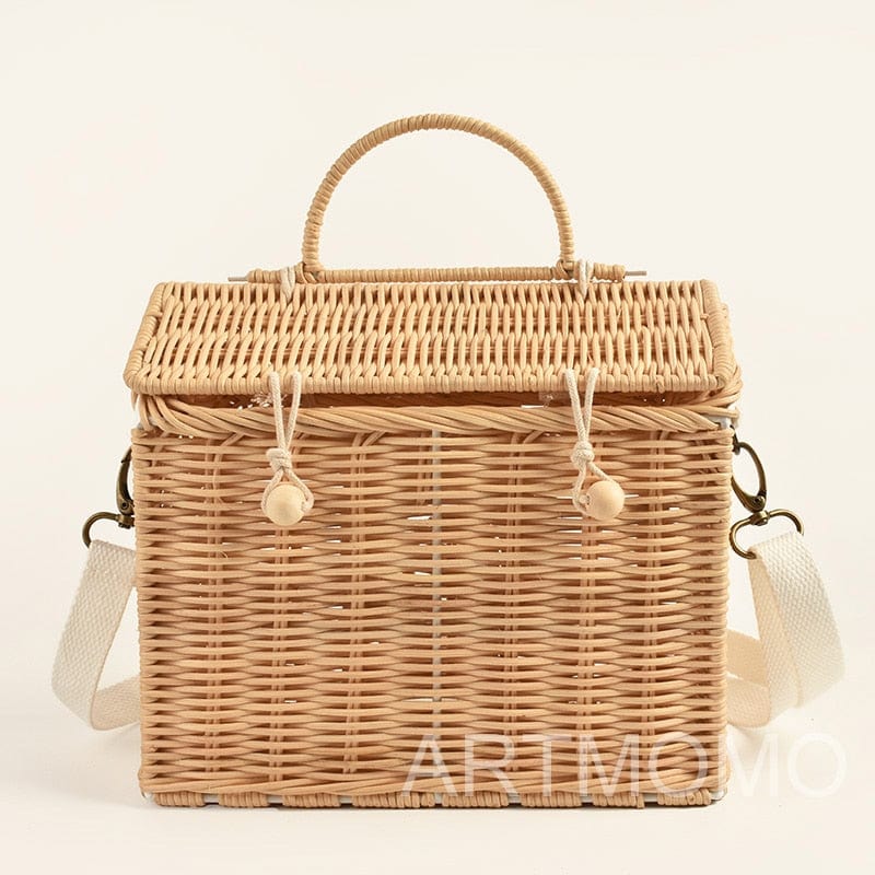 Creative House Shape Rattan Handbags