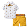 Brown Belt / 3T / China Crown Printed T-shirt Yellow Shorts