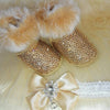Accessories Crystals Pearls Baby Birls Headband Snow Boots