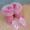 Accessories Pink / 3 Crystals Pearls Baby Birls Headband Snow Boots