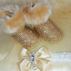Accessories Yellow / 1 Crystals Pearls Baby Birls Headband Snow Boots