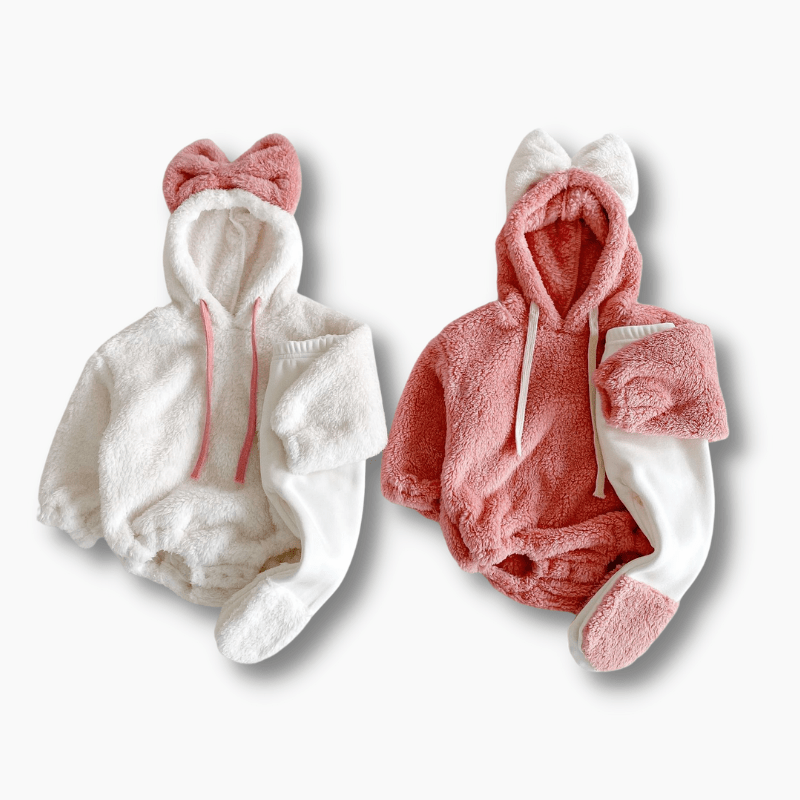 Cute Bow Baby Girl Hoodie Set