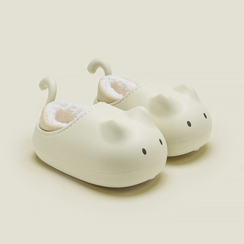 White / 24-25(insole 17cm) Cute Cat Slippers