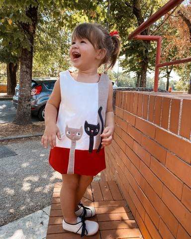 Cute Cats A-Lined Dress, Pink / 4T