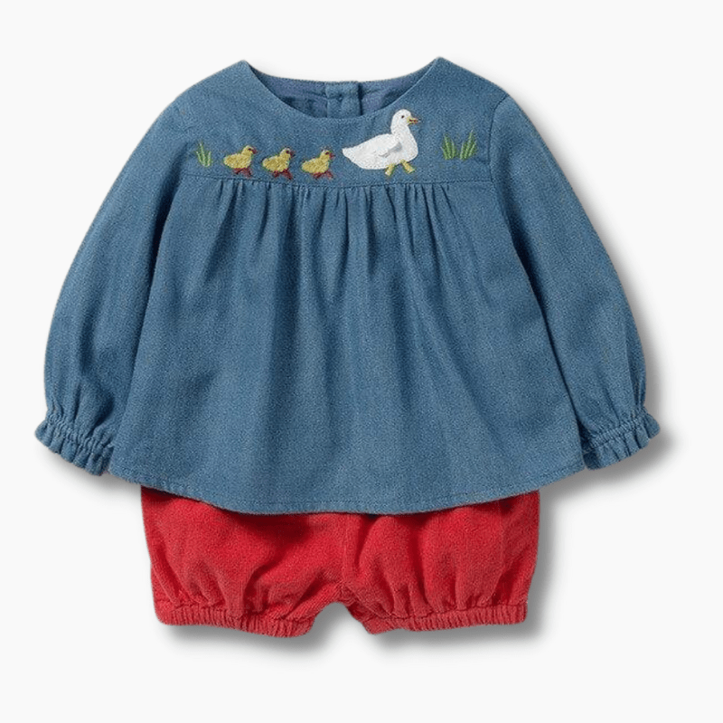 Girl's Clothing Cute Ducks Print Outfit
