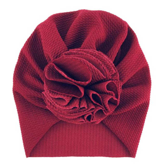 Wine Red Cute Flower Baby Hat